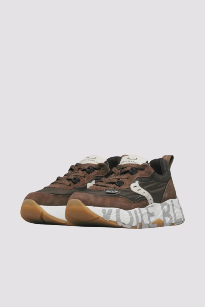 Sneakers Voile Blanche Club105 in pelle scamosciata e nylon marrone